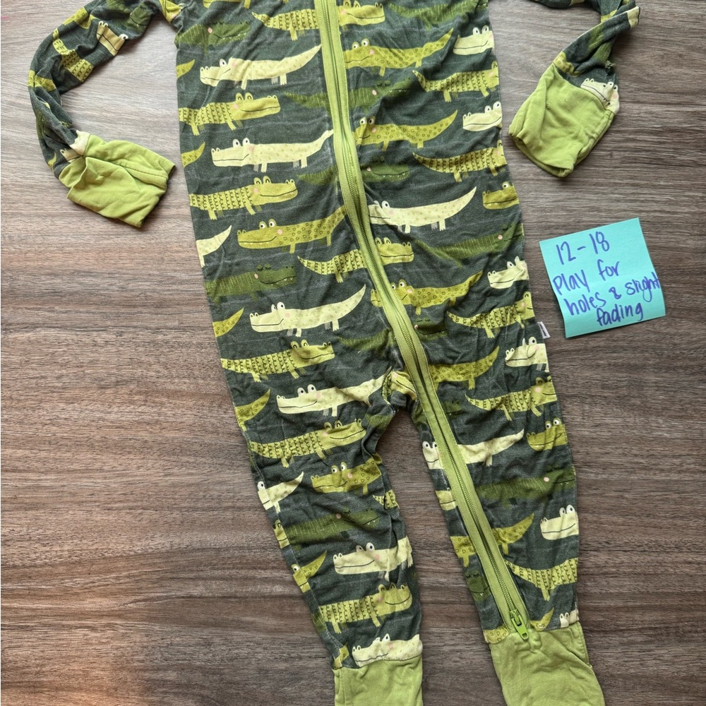 Green Alligator Print little Sleepies zippy